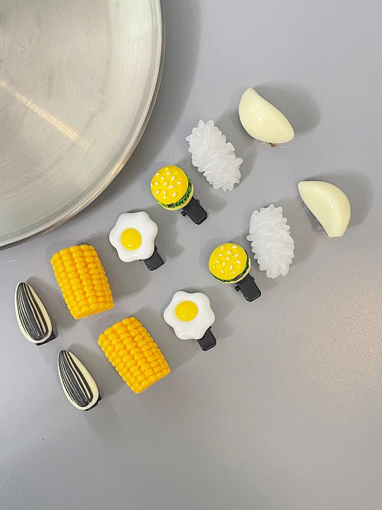 Funny Novelty Hair Pin For Baby Girl Hair Accessories Simulation Food Sunflower Seeds Egg Pinches For Hair Girl Hair Hooks Clips
