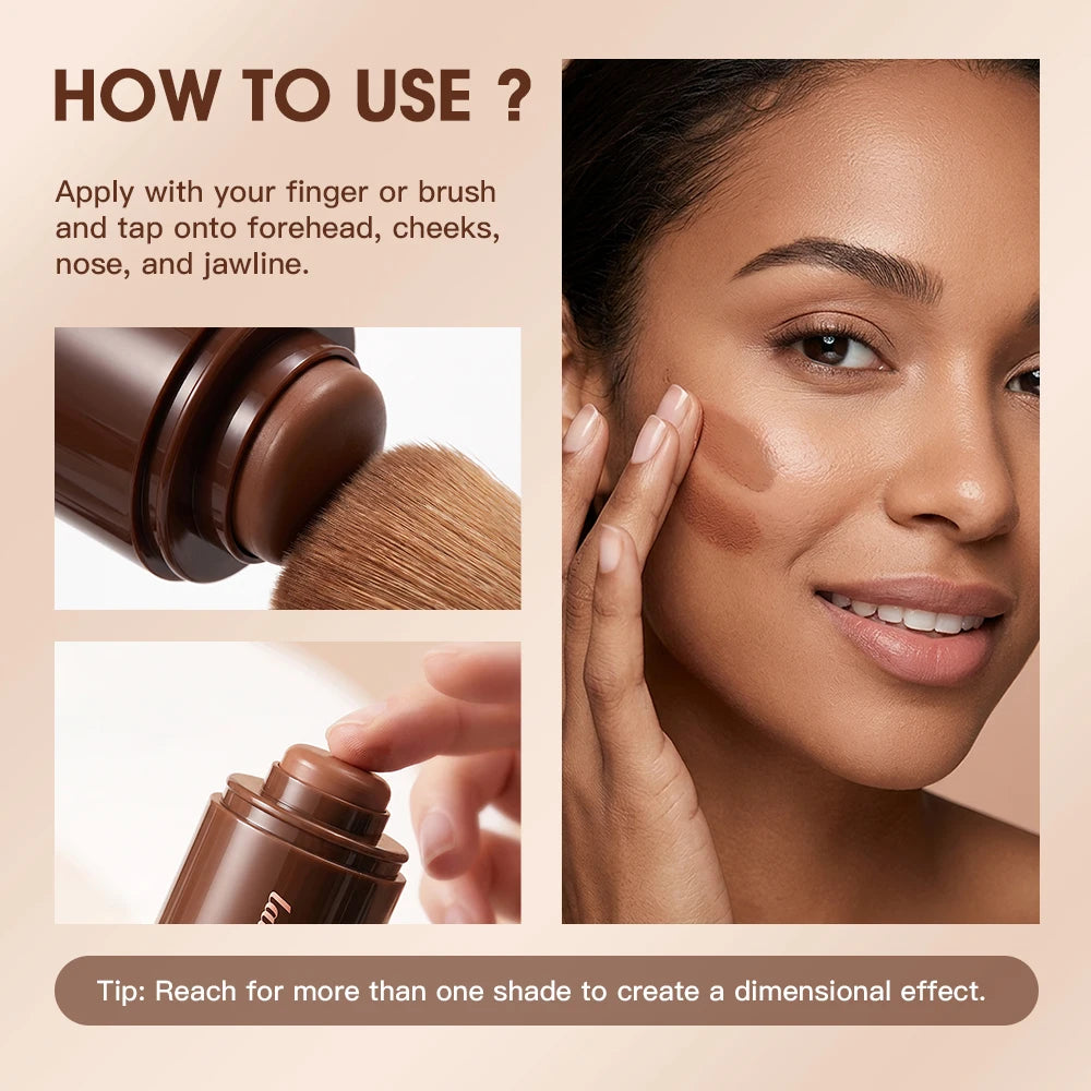Cream Bronzer Stick Portable Creamy Light Non Sticky Texture Easy Blend For Face Contour Shaping Bronzing Makeup