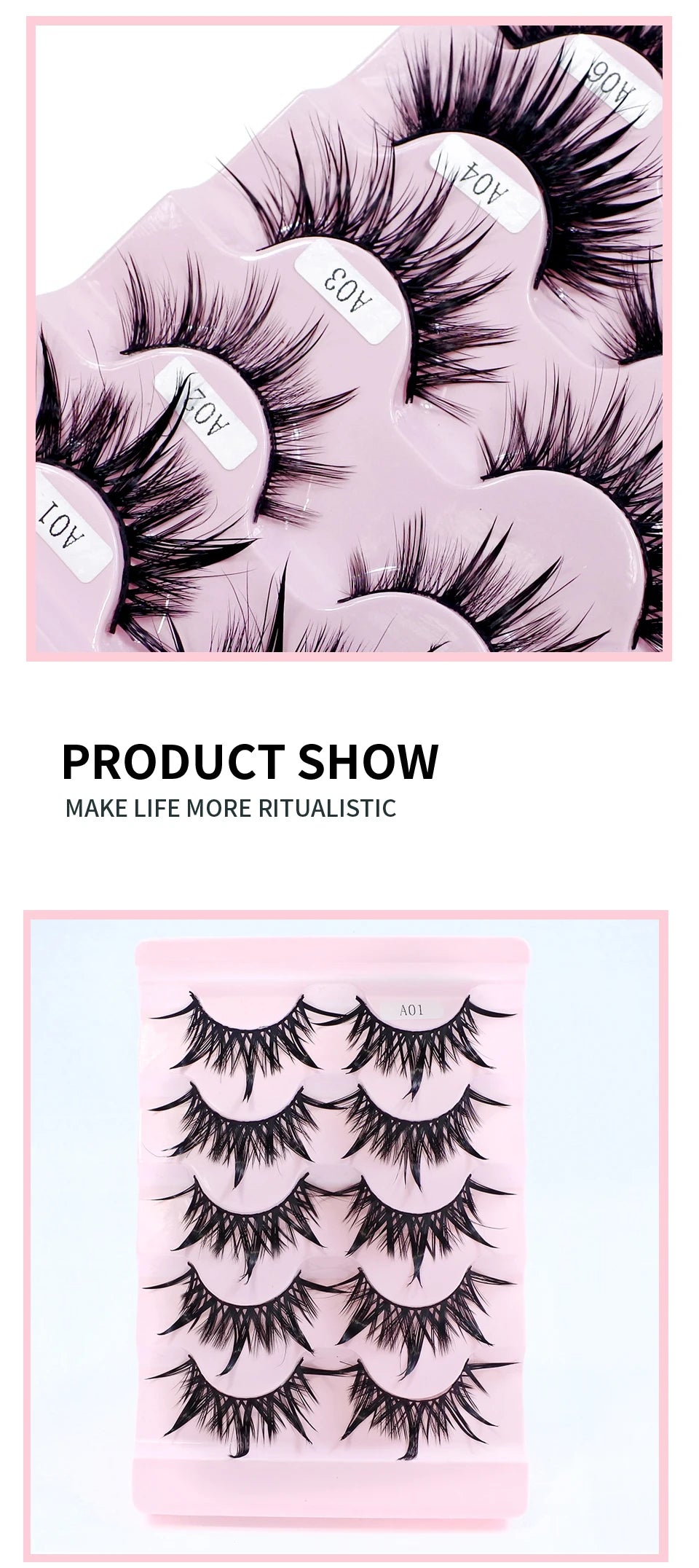 RED SIREN Eyelashes Makeup 5 Pairs Soft Natural Mink Lashes Korean Fashion Manga Lashes