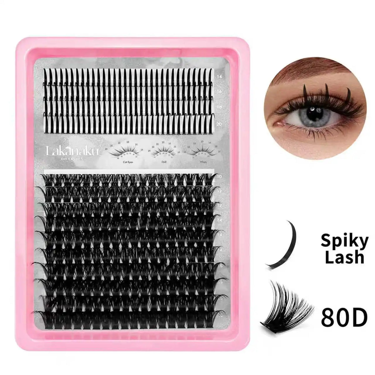 LAKANAKU Manga DIY Lashes Book Lash Cluster Tray Bottom Clusters Volume Set Eyelash Extensions Individual Eyelashes