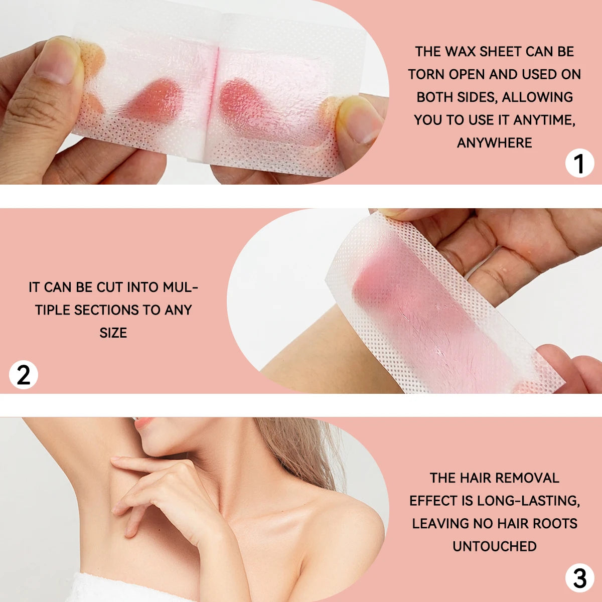 20 Sheets (10 Double-sided) Rose Scent Hair Removal Wax Strips, Facial & Body Depilatory Kit for Eyebrow, Upper Lip, Cheek, Fing