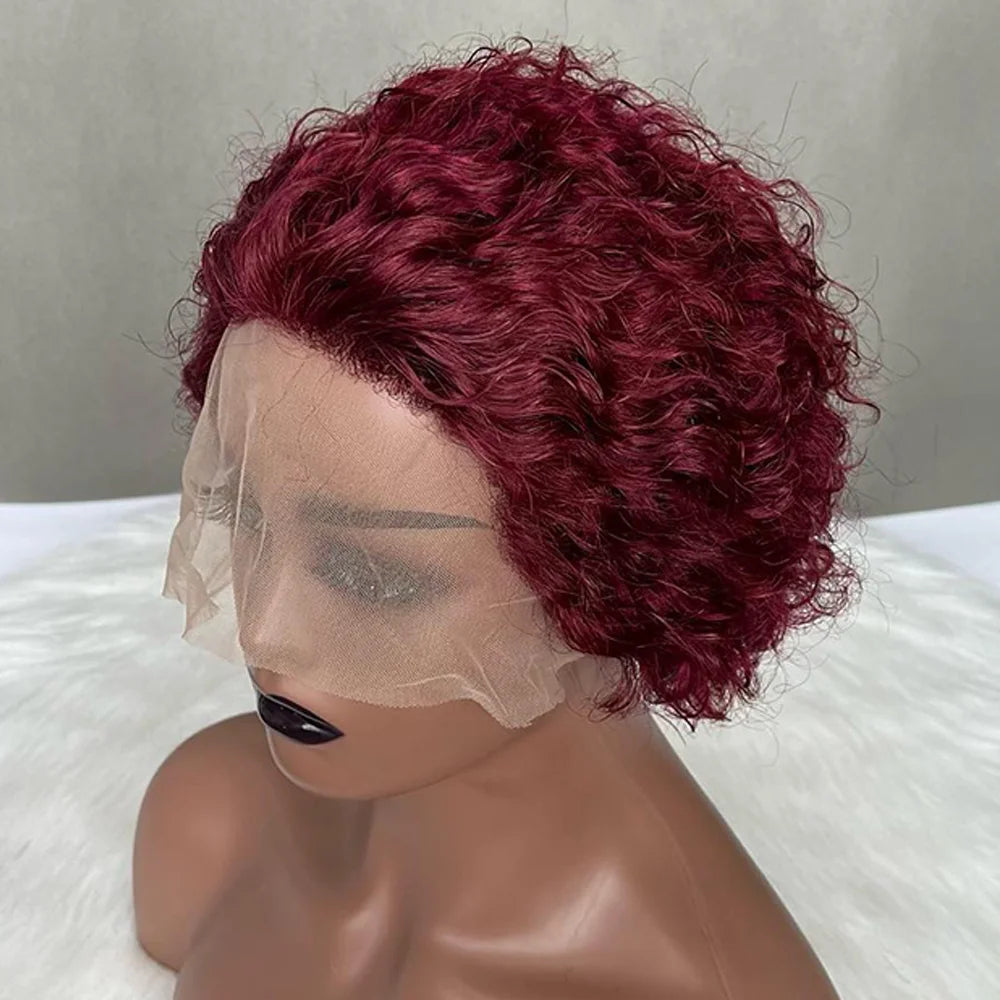 Short Curly Pixie Cut Wig Human Hair 13x1 Lace Short Curly Wigs For Black Women 6 inch Natural Color Pixie Cut Lace Front Wig