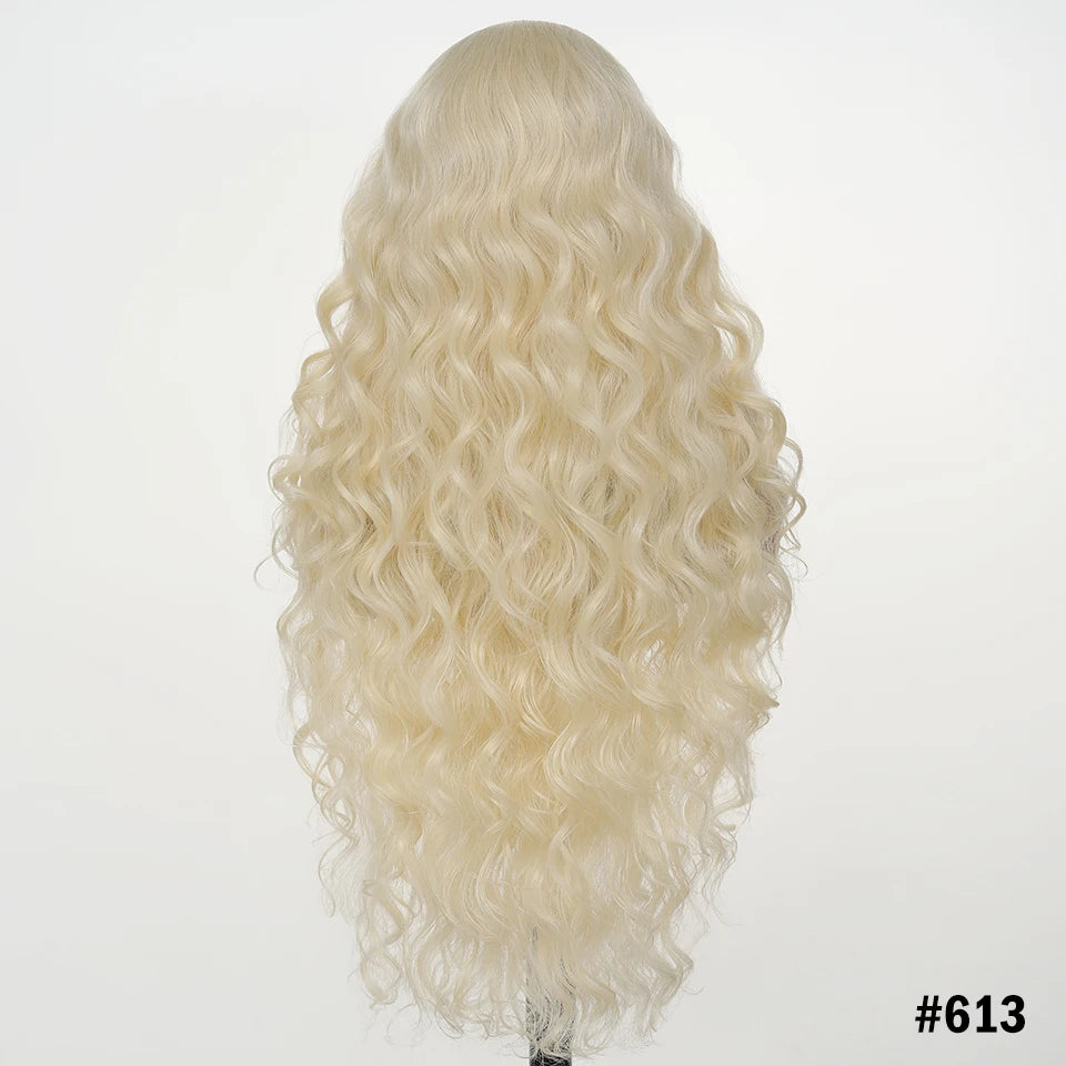 99J Burgundy Synthetic Lace Frontal Wig 13x6 Body Wave Long Deep Wavy Ombre Black Lace Wigs for Women Heat Resistant Cosplay Wig