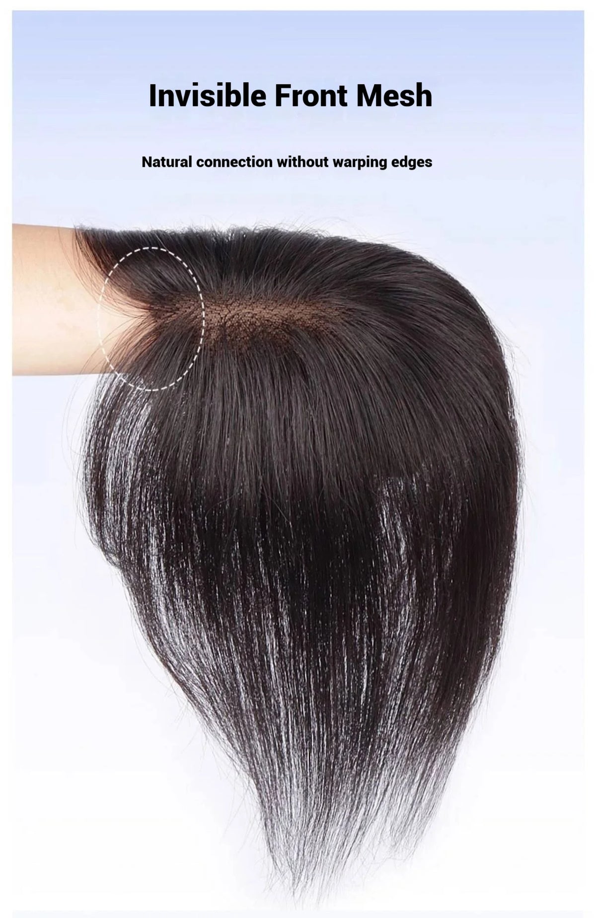 7x10cm Breathable Lace Human Hair Toppers 10 Inch Invisible Clip In Bangs for Women Natural Hairpieces Cover Thinning Hair Daily