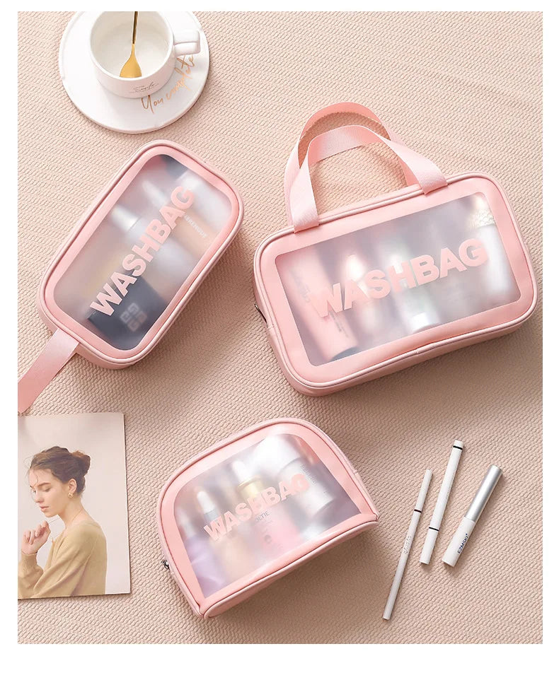 New Transparent Makeup Bag Set Toiletry Organizer Washbag for Women Portable Toiletries Pouch Travel Essential Cosmetics Bag