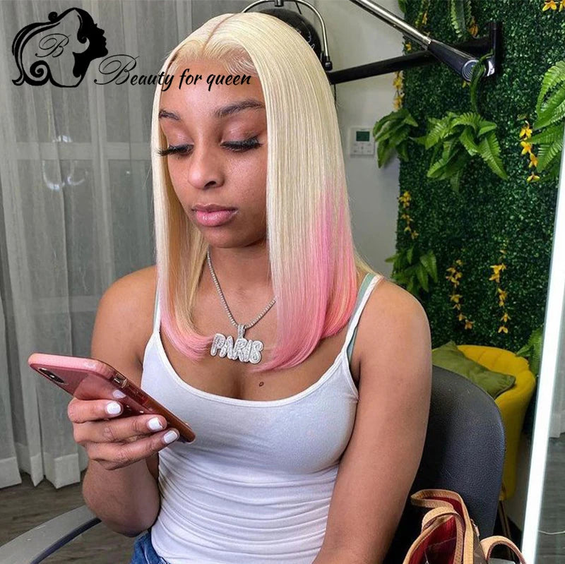 HD Cosplay Lace Front Wig Synthetic And Blend Lace Wigs Pink Blue Colored Glueless Wigs Wear And Go Pre‑Plucked Natural Hairline
