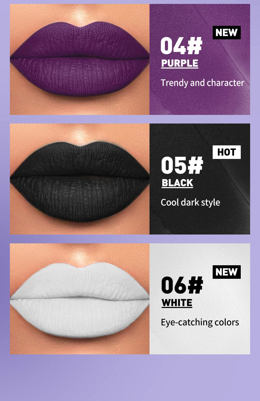 QIBEST Halloween Liquid Lipstick Makeup Sets Waterproof Matte Lipstick Red Black Orange Purple Lip Stain Tint Lasting Cosmetics