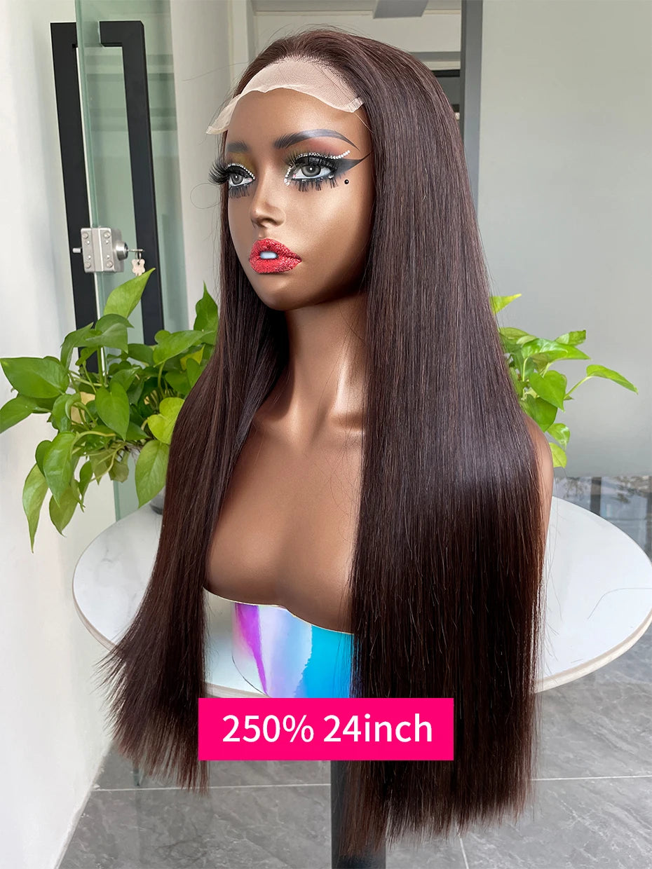 20 22 24 Inch 5x5 Transparent Bone Straight #2 Color 13x4 13x6 Lace Frontal Wig 250 Density Vietnamese Human Hair Wigs For Women