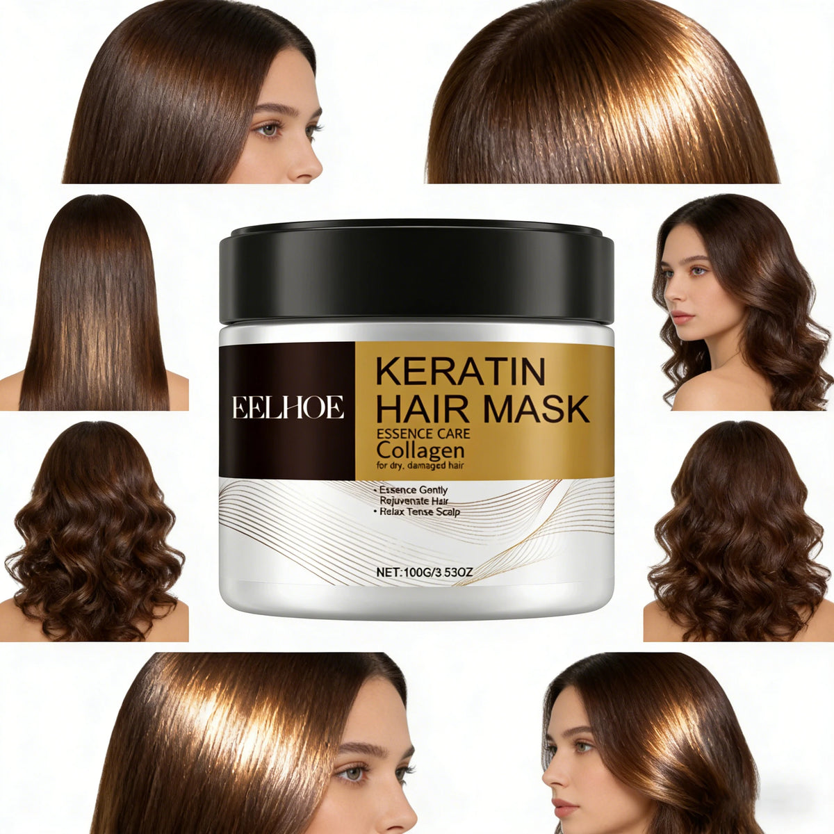 Collagen Hair Mask Treatment Deep Repair Conditioning Collagen Hair Mask Essence for Dry Frizz Damaged Repair Hair Conditioner