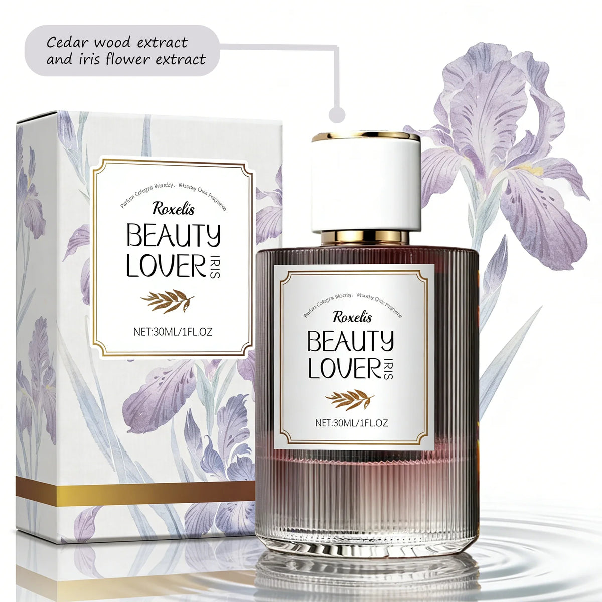 Roxelis Iris Woody Aroma Elegant Fresh Long Lasting Portable Fragrance Oil Gentle Mood Enhancer Easy Carry
