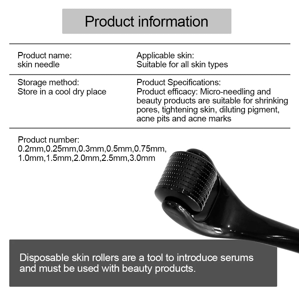540 Titanium Derma Roller 0.2/0.25/0.3mm Micro Needle Roller Facial Body Skin Care Tool for Skin Repair Beard Growth Maintenance