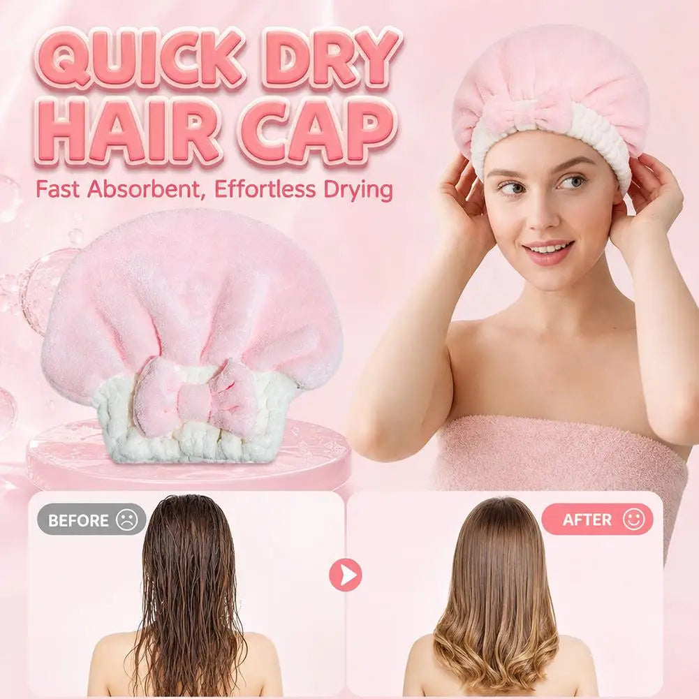 Microfiber Hair Drying Towels Head Wrap with Bow-Knot Shower Cap Hair Turban HairWrap Bath Cap for Curly Long Wet Hair Gift 2026