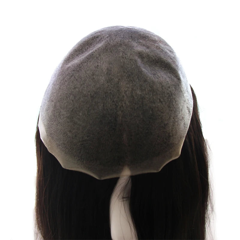 New Women Toupee Thin Skin Full PU 0.06mm Women Topper Vloop Brazilian Human Hair Wigs 7x9inch Natural Human Hairpiece System