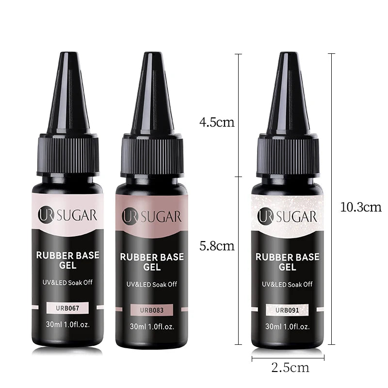 UR SUGAR 30ml Refilled Rubber Base Gel Big Capacity Crystal Nude Pink Clear Soak Off UV LED Nail Art Varnish Constructed Gel