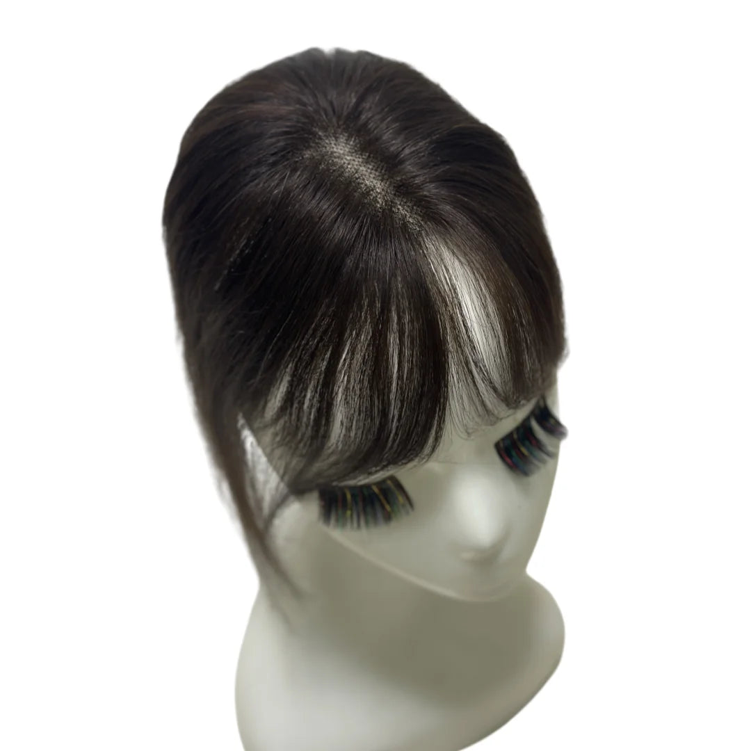 Ultra-Thin Mesh Hair Toppers 8x11cm Clip-In Bangs Hairpiece for Women Fluffy Real Hair Increase Volume Cover White Hair