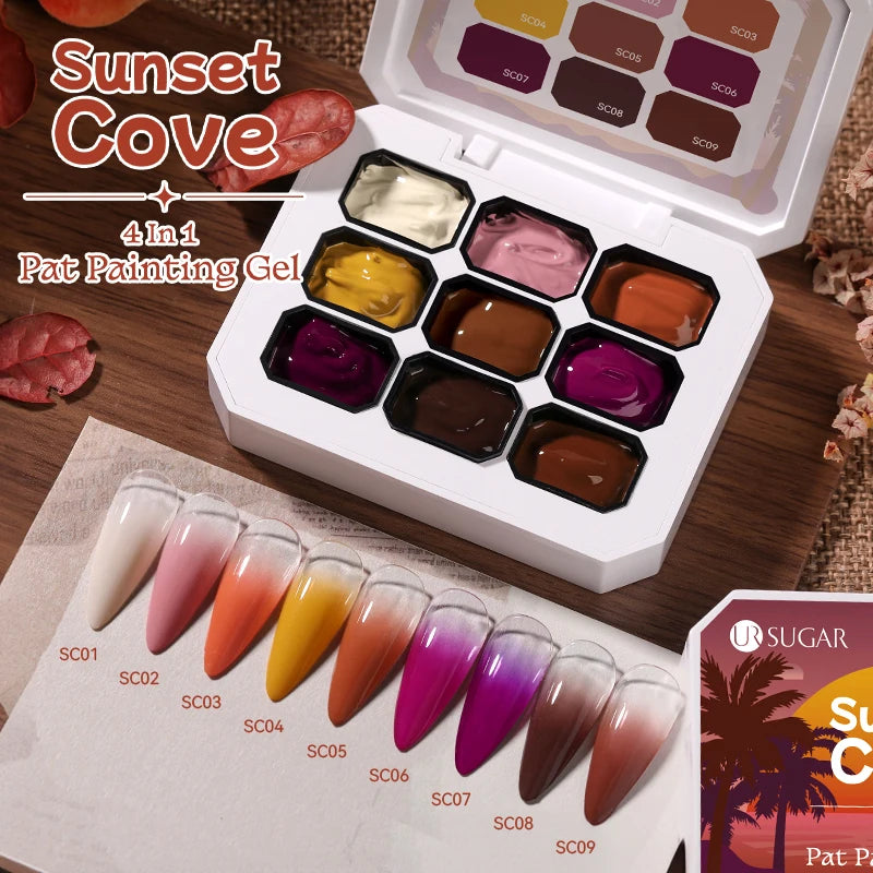 UR SUGAR 4 In 1 Pat Painting Gel Nail Polish Blooming Transfer Design UV LED Soak Off Gel Varnish Gradient Patting Gel Palette