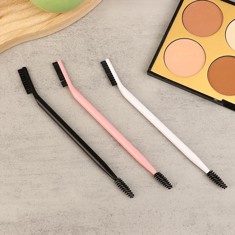 Double Headed Eyebrow Brush Eyelash Comb Reusable Salon Makeup Tool For Brow Grooming Eyelash Shaping