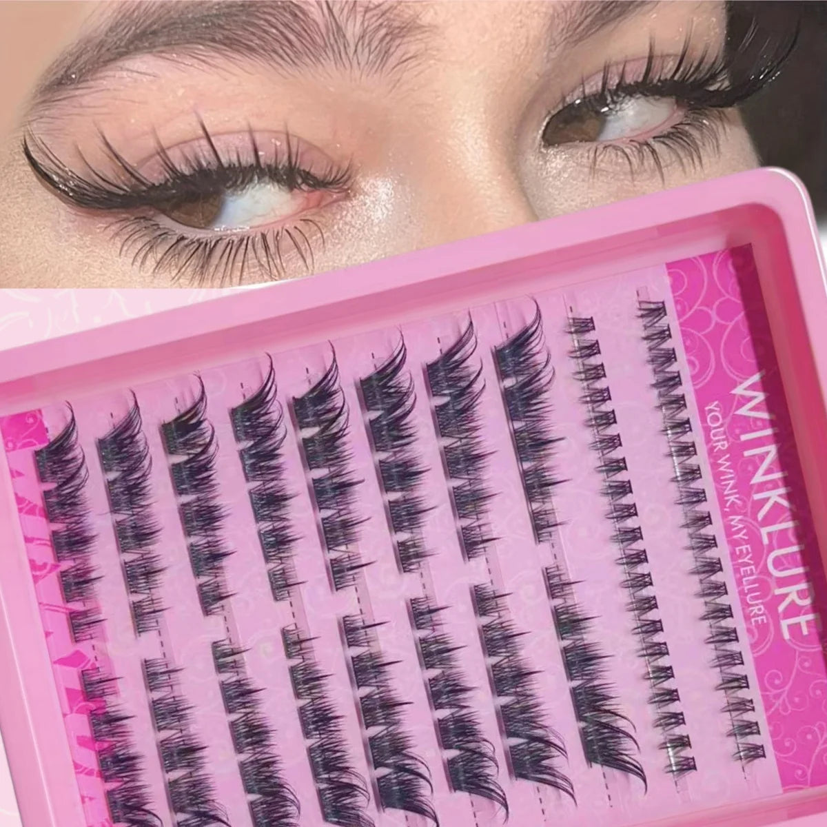WINKLURE Clusters of False Eyelashes, 8-16Mm, Natural And Thin, Reusable, Perfect for Halloween, Christmas, Valentine'S Day Gift