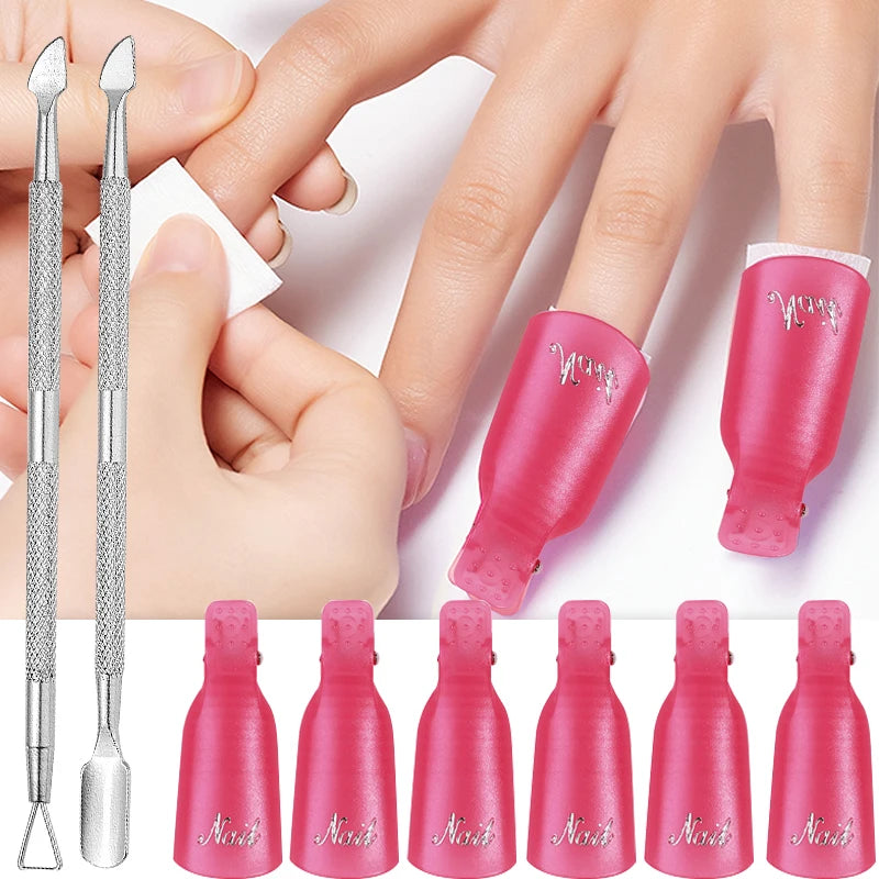 10Pcs UV Gel Polish Remover Clips Colorful Acrylic Nail Art Soak Off Cap Clips Nails Cleaning Manicure Finger Wrap Remover Tools