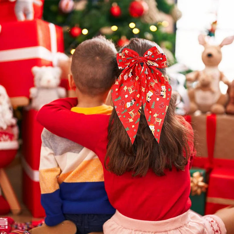 Hot Selling Christmas Bows Ribbons Spring Clips Snowflakes Christmas Trees Santa Claus Hair Clips Holiday Party Hair Accessories