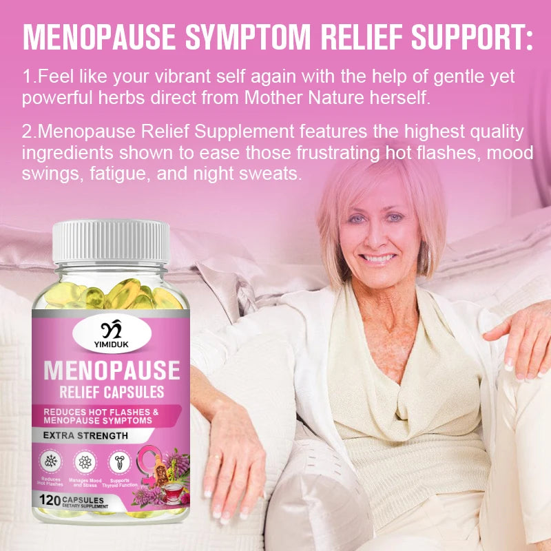 Menopause Capsules, for Women Natural Menopause Relief, Hot Flashes Night Sweats Mood Swings & Hormone, Mood Balance, Metabolism