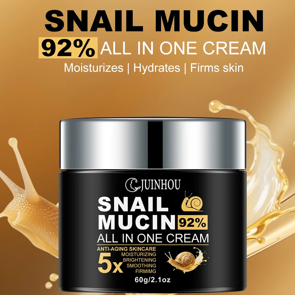 JUINHOU Snail Extract Face Hydration Cream Skin Barrier Care Glowing Complexion Soft Skin Non Greasy Day Night Facial Moisturize