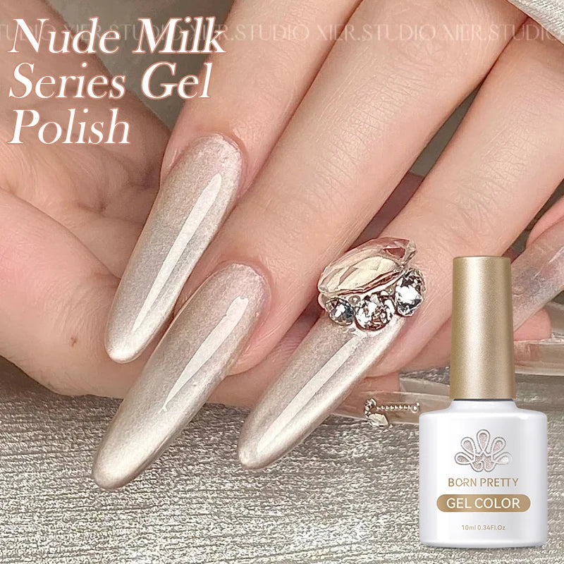 BORN PRETTY Water Light Cat Magnetic Gel Nail Polish Nude Milk White Jelly Color Semi Permanent Soak Off UV LED Gel Varnish DIY