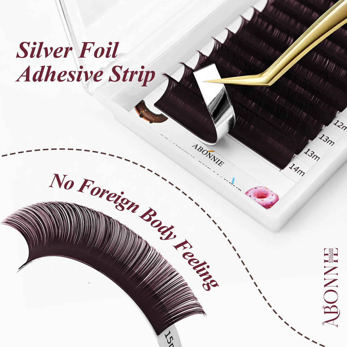 ABONNIE LB LC Curl Cocoa Brown Chocolate Brown Classic Eyelashes Extensions 0.05/0.07 Individual Soft Natural False Lashes
