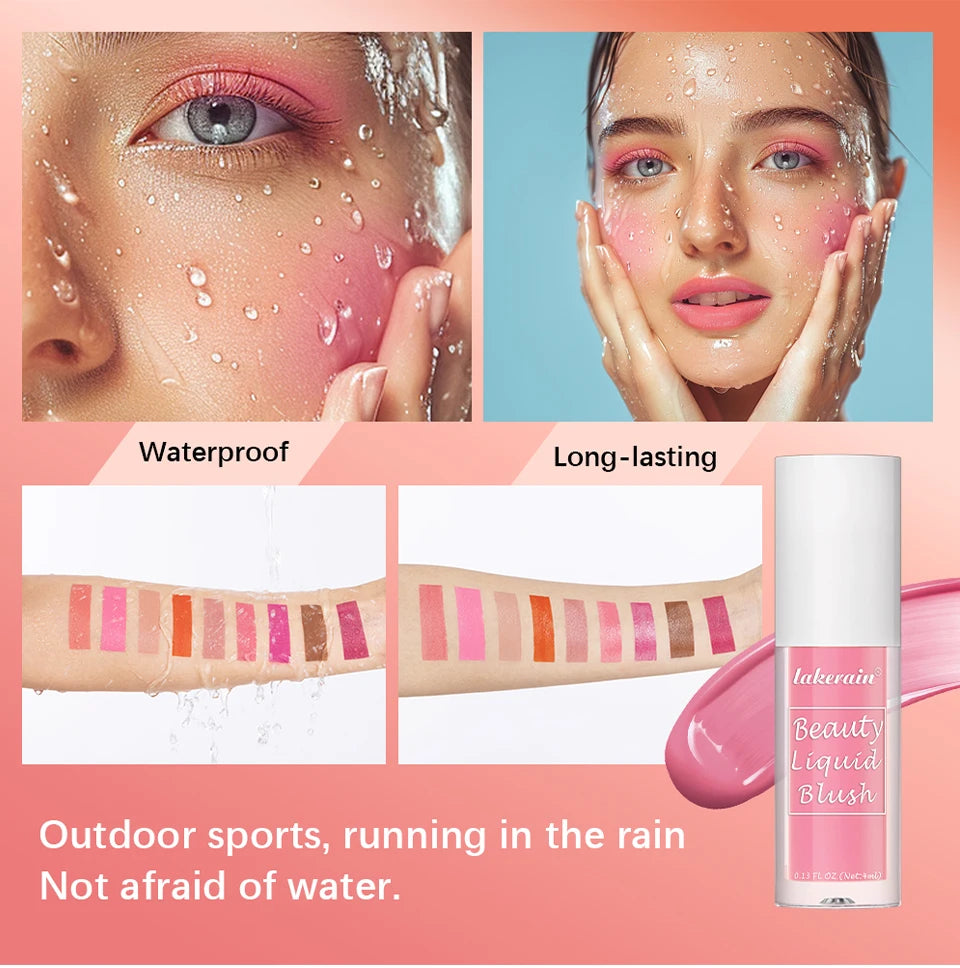 9 Shades Beauty Liquid Blush Lightweight Blendable Dewy Finish Liquid Cheek Tint Long‑Wearing Natural Flush Multi‑Use Face Blush Makeup