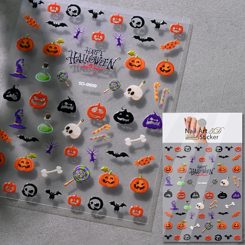 1sheet Bleeding Scars Skeleton Halloween Nail Stickers Ghost Face Pumpkin Eyeball Horrible Nail Decals Halloween Manicure Slider