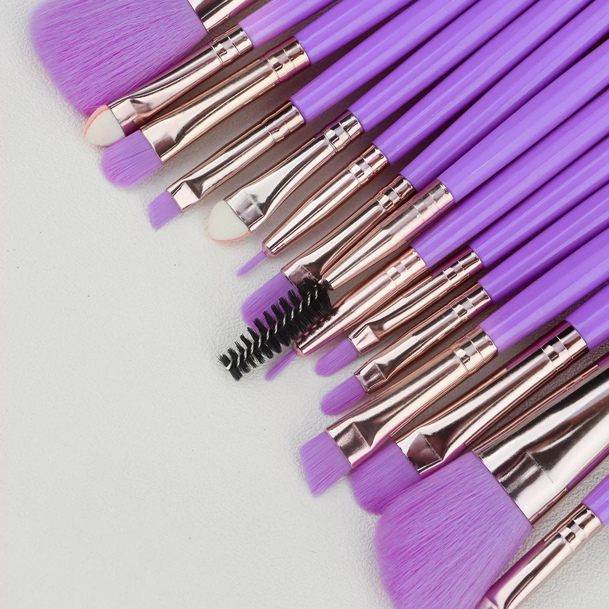 15pc Makeup Brushes Set Face Eyes Make Up Brush Eyelash Eyeshadow Eyebrow Eyeliner Foundation Powder Blush Highlight Lips Brush