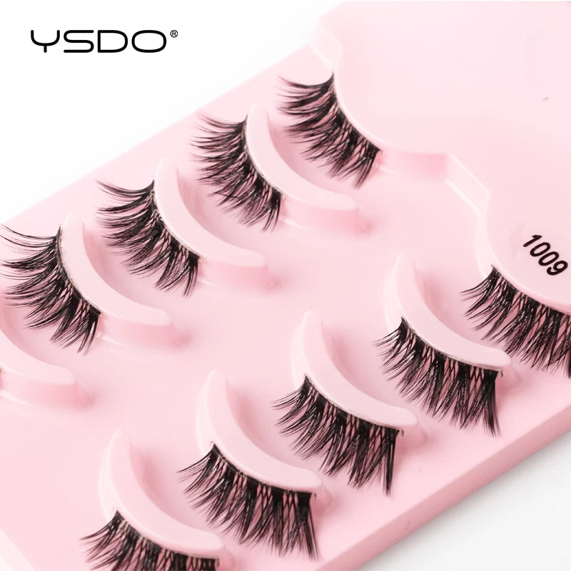 YSDO 5/10 Pairs Natural Eyelash Extension Hand Made Maquilagem Fluffy Fake Half Lashes Soft 3D Mink Lashes Makeup Faux Cilios