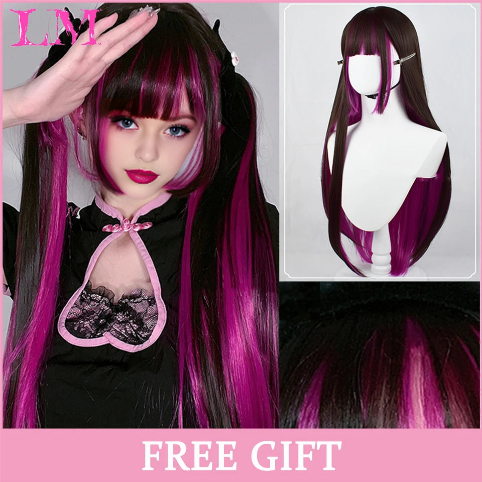 LM Light Blonde Wave Hair Wig Synthetic Long Wavy Wigs with Bangs for Women Cosplay Natural High Temperature Fiber