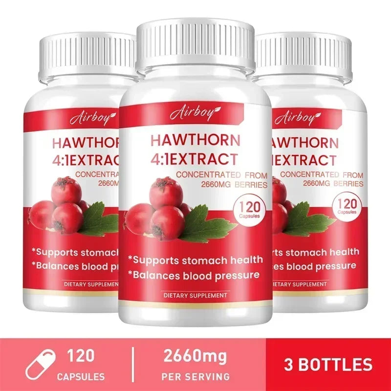 Hawthorn Berry Extract Capsule - Supports Digestive Health, Promotes Energy Production, Blood Circulation, and Boosts Immunity