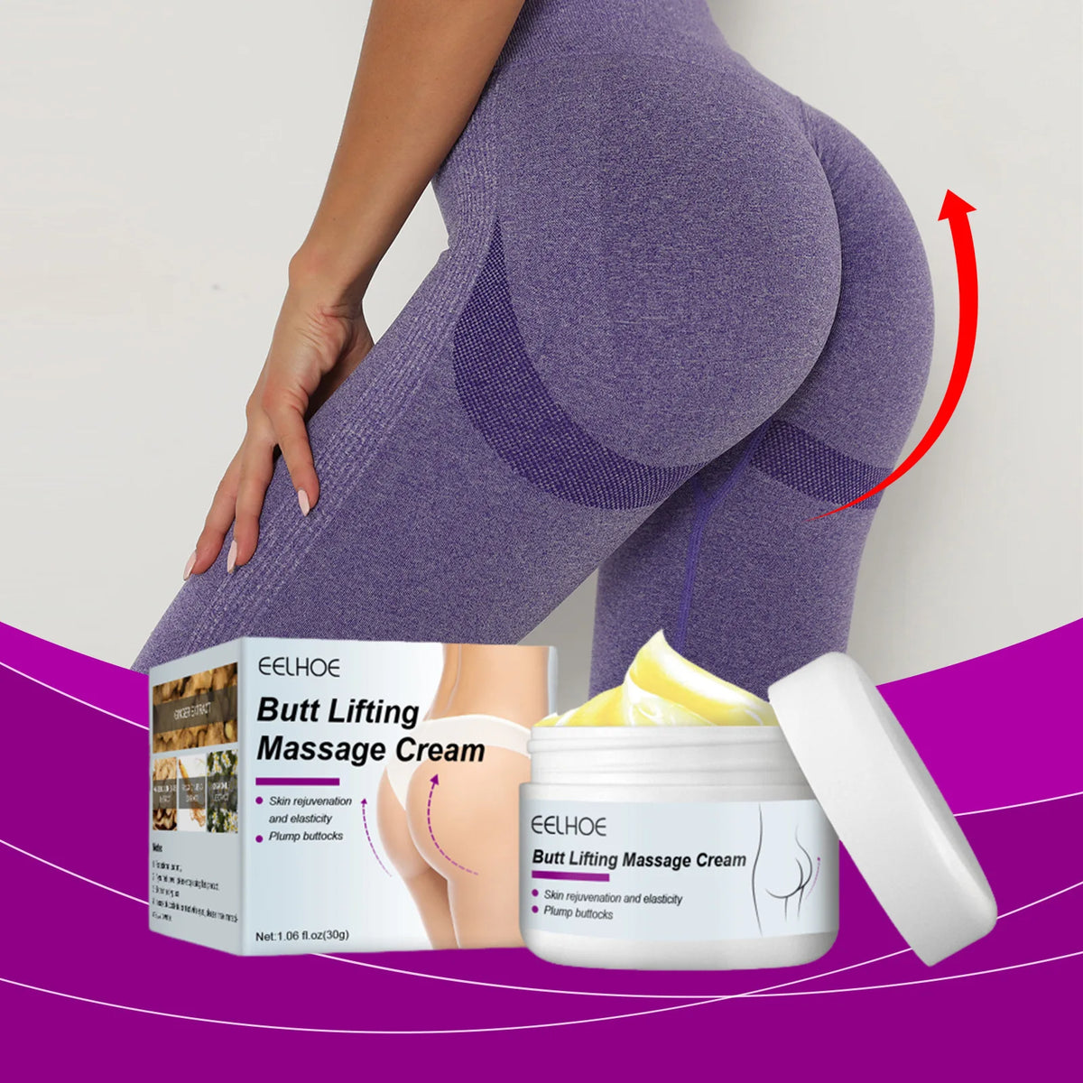 Eelhoe Hip Lifting Massage Cream Nourish Firming Lasting Shaping Ass Tightening Anti Cellulite Lift up Buttock Enlargement Cream