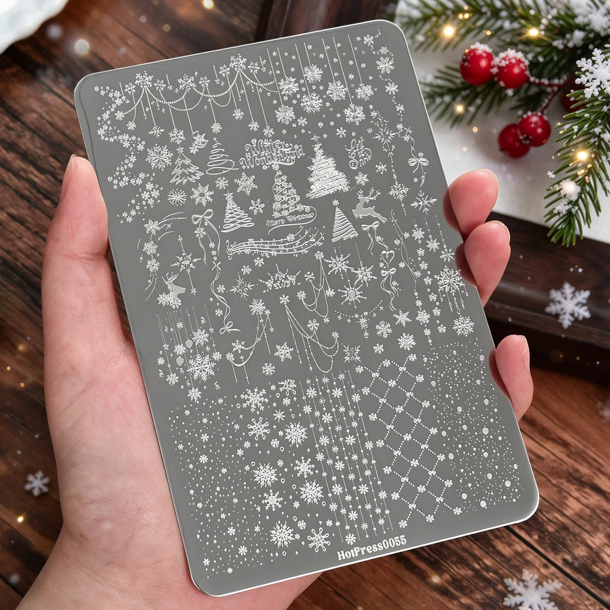 1pcs Christmas Tree Snowflake Nail Art Stamping Plate Bow Deer Dot Cat Elk Xmas Tree Winter Nail Template Manicure Tranfer Tools
