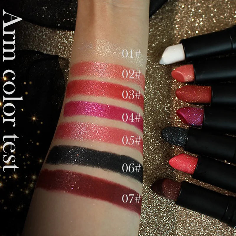 Multi-Color Non-Stick Cup Matte Lipstick for Women Flash Lasting Easy Application Diamond Shimmer Dark Halloween Look