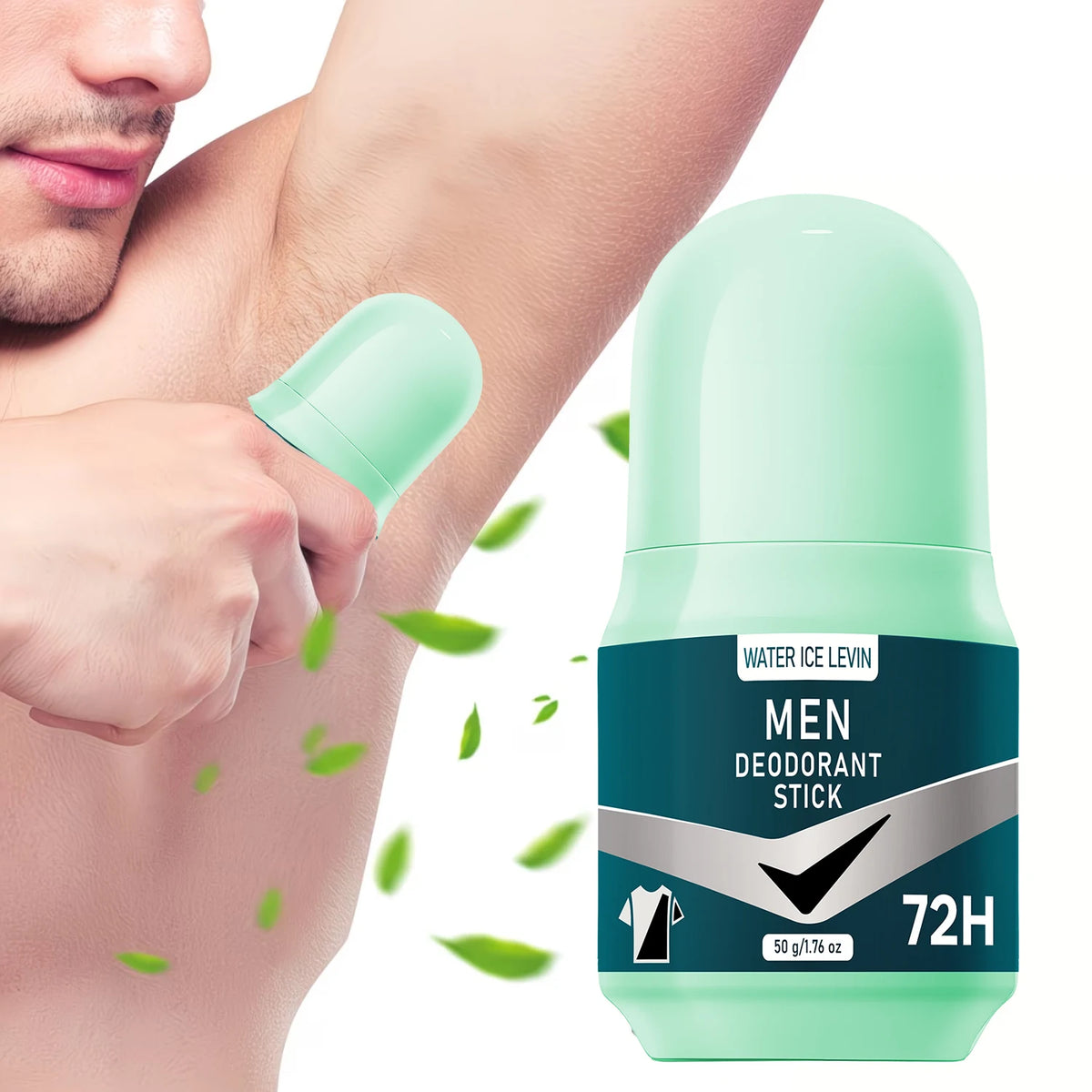 Water Ice Levin Men Deodorant Stick Black White Formula Prevents White Marks Yellow Stains. 72H Odor Control. 50g.