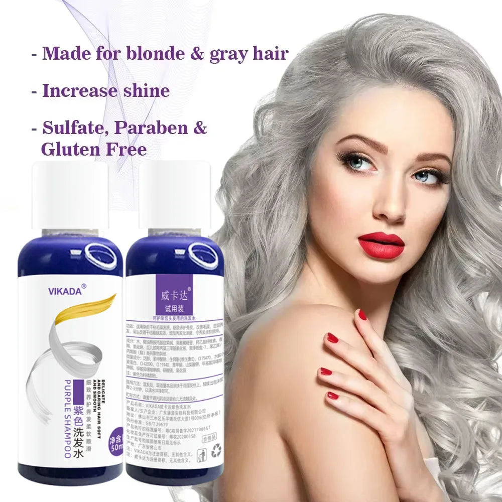 Purple Hair Dye Shampoo for Blonde to Cover Gray Non-irritating Hair Fading Yellow After Bleach Hair Shampoo Gray Hair Remedy