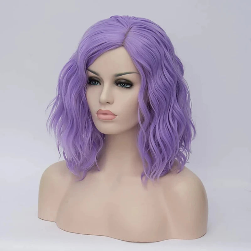 HAIRJOY Black White Wigs for Women Blue Pink Purple Green Multicolored Synthetic Hair Wig Cosplay Wigs Halloween