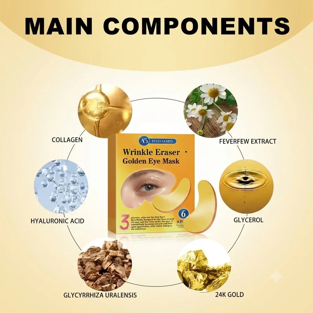 24K Gold Collagen Gel Eye Mask Anti-Aging Under Eye Patches Firming Moisturizing Pads for Wrinkle Dark Circle Eyebag Removal US Fast Delivery 60pcs
