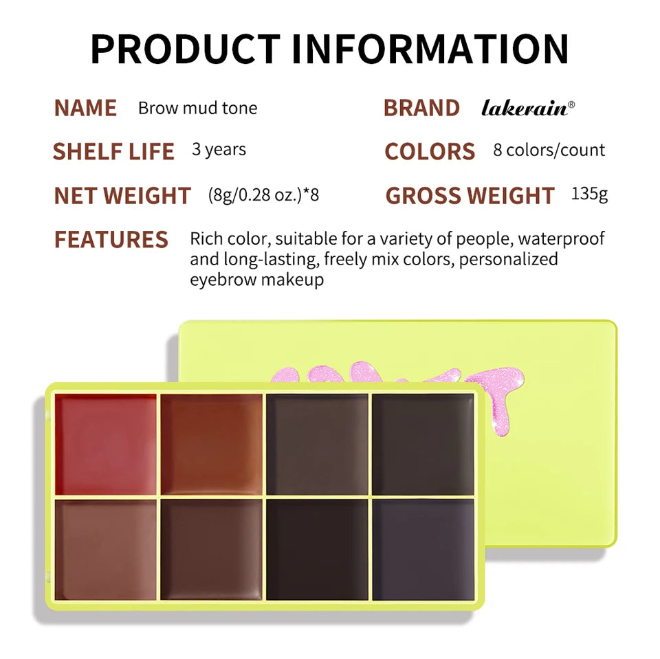 8 Shades Eyebrow Blush Palette With 3Pcs Makeup Brushes  Matte Shimmer Shadow Long Lasting Cosmetics Halloween Makeup Set