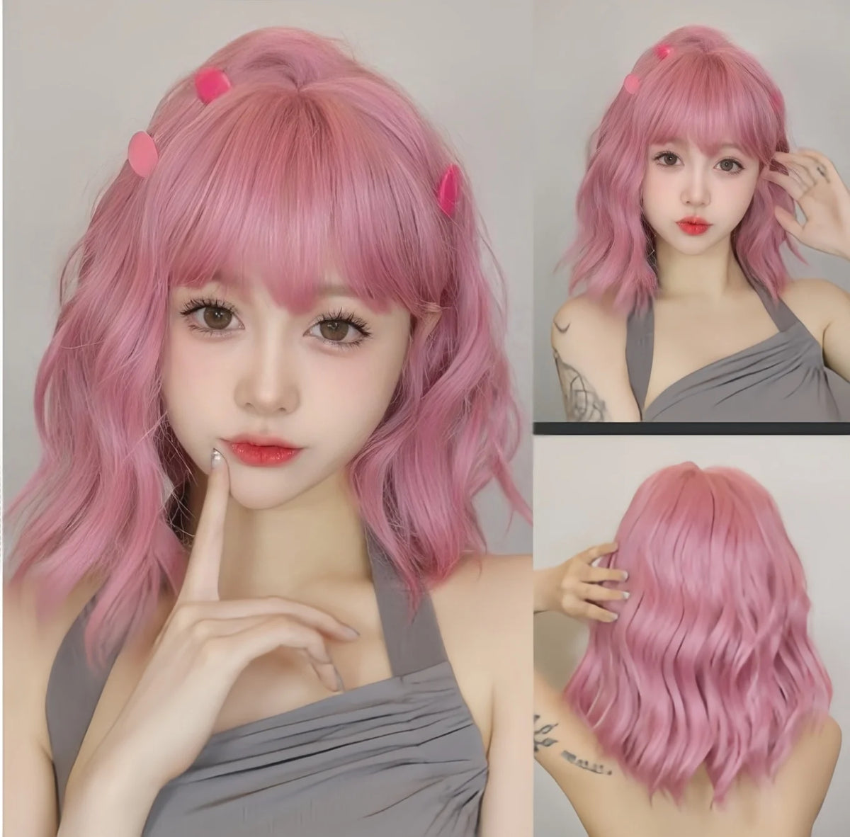 HENRY MARGU Light Green Curly Synthetic Wigs Long Colorful Wig with Bangs Heat Resistant Fiber for Cosplay Party Women Girls Use