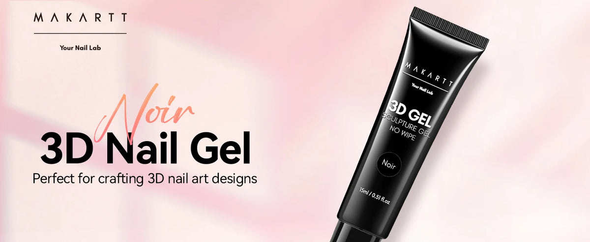 Makartt 3D Gel Nail Art – Clear & Noir Sculpting Gel for DIY Embossed Nail Designs – No Wipe Easy-Squeeze Tube Nail Glue