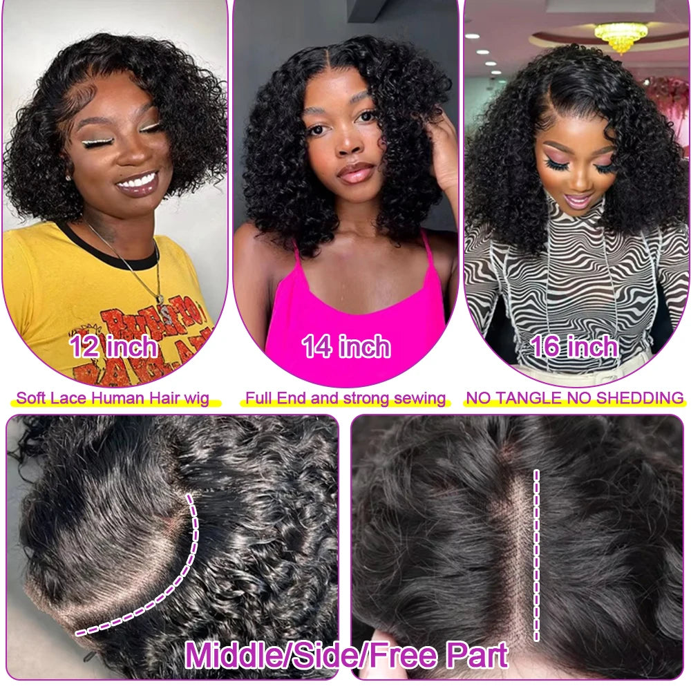 Brazilian Water Curly Lace Front Wig Short Bob Glueless Wigs Human Hair Deep Wave 13X6 Hd Lace Frontal Wig For Women 250 Density