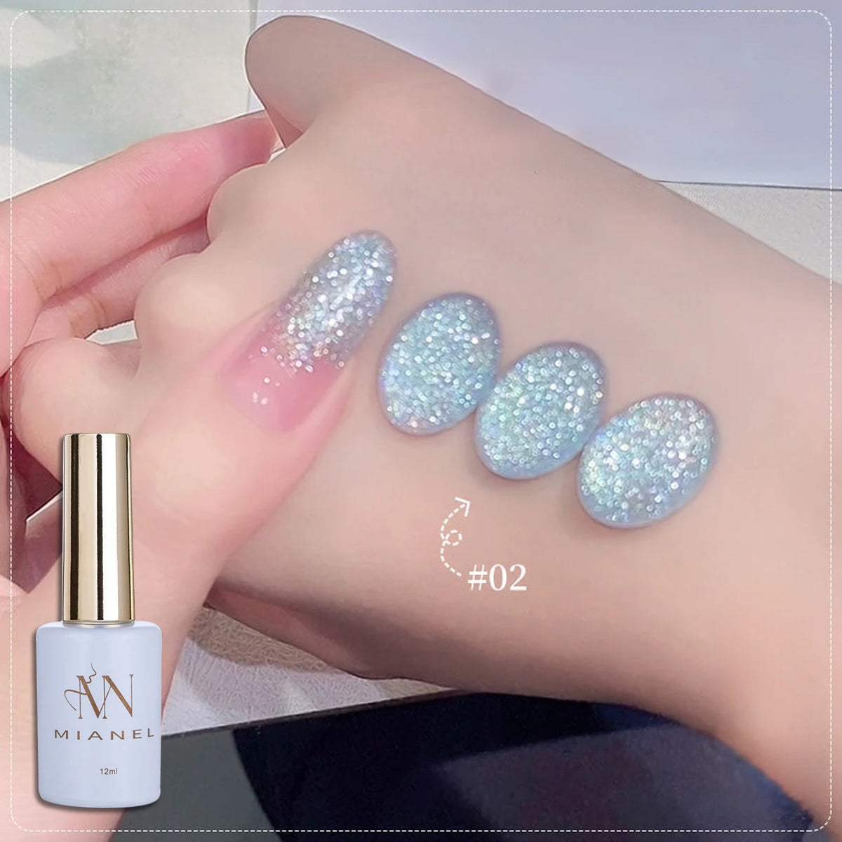 MN 1-9PCS Pink Blue White Green Color Series Gel Nail Polish With Strobe Glitter Brocade Diamond Gel Polish