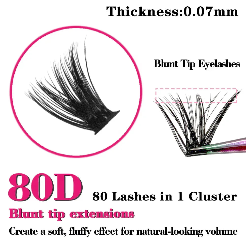 Maria Sasha 80D 100D Fan Short Tip Black False Eyelashes Natural Thick Eyelashes Soft Daily False Eyelashes Shining Makeup Tools