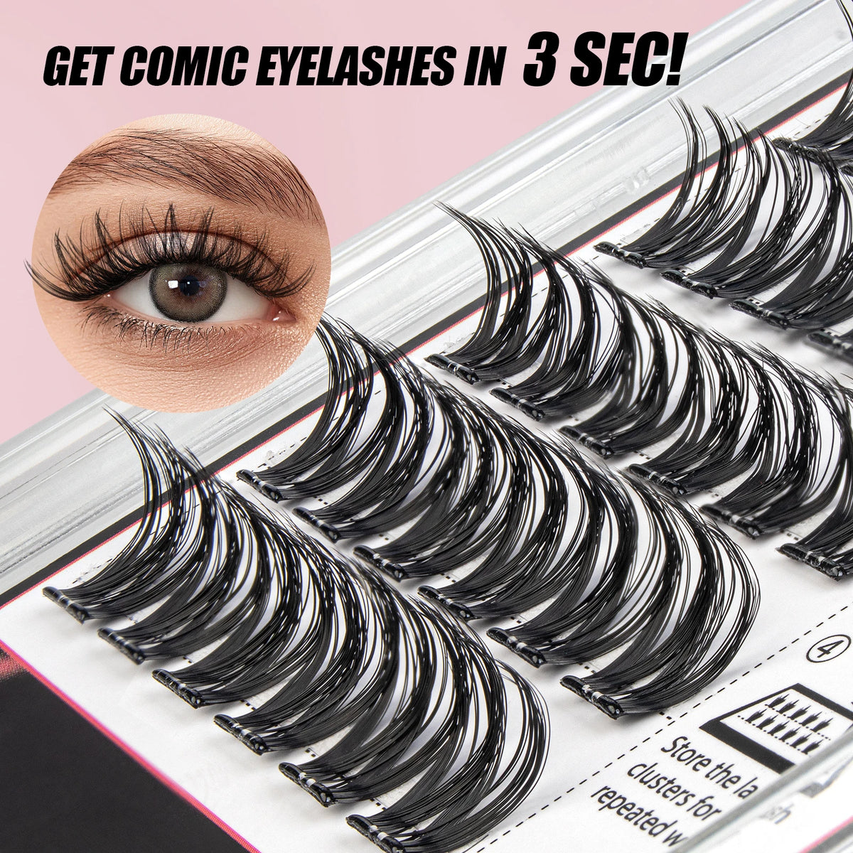 Vipuda Self Adhesive Cluster Lashes Press on No Glue Needed Segmented Eyelashes Reusable DIY Individual Eyelash Extension