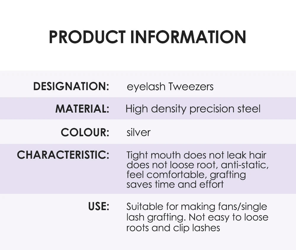 NATUHANA Eyelash Extension Tweezers Stainless Steel High Precision Stainless Steel Superhard Anti-Static Tweezers Makeup Tools