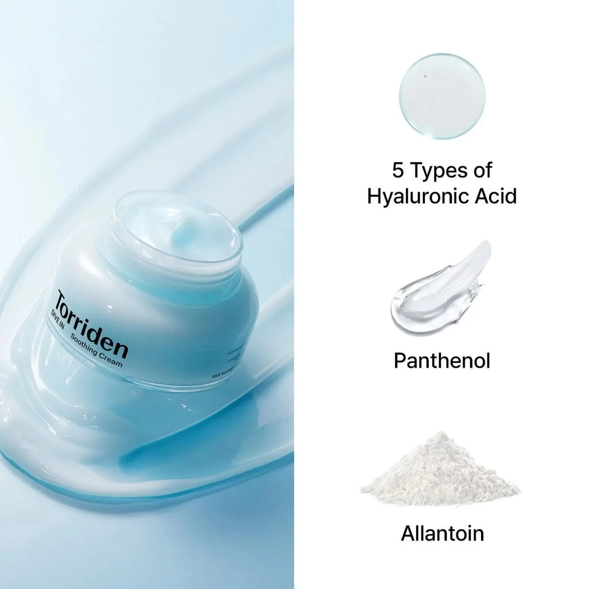 Torriden DIVE‑IN Soothing Gel‑Cream, Cooling Lightweight Moisturizer for Face, Smooth Non‑Greasy Texture, Instant Hydration Calm